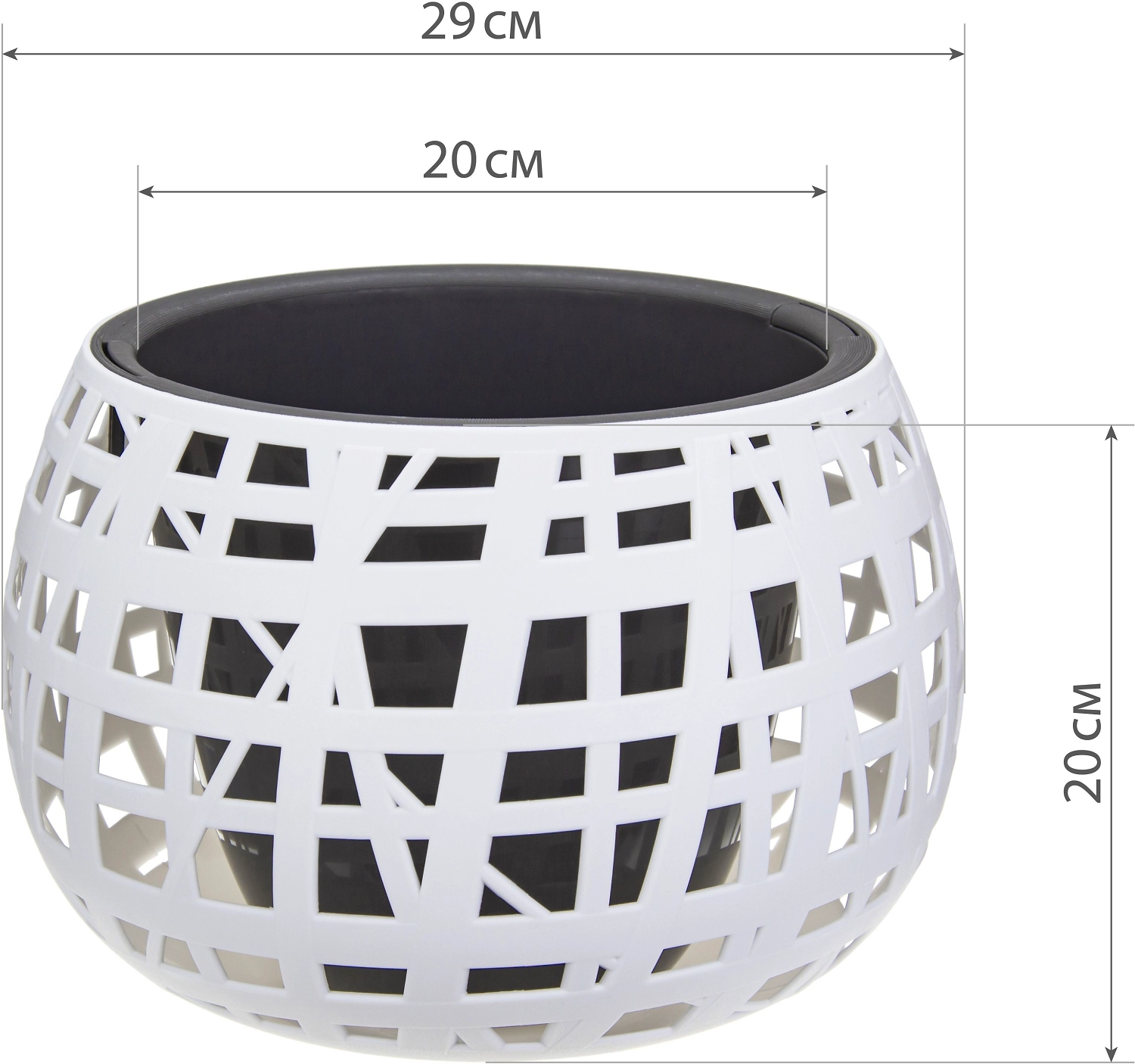 Кашпо хаос IDEA белый ротанг D29 H20