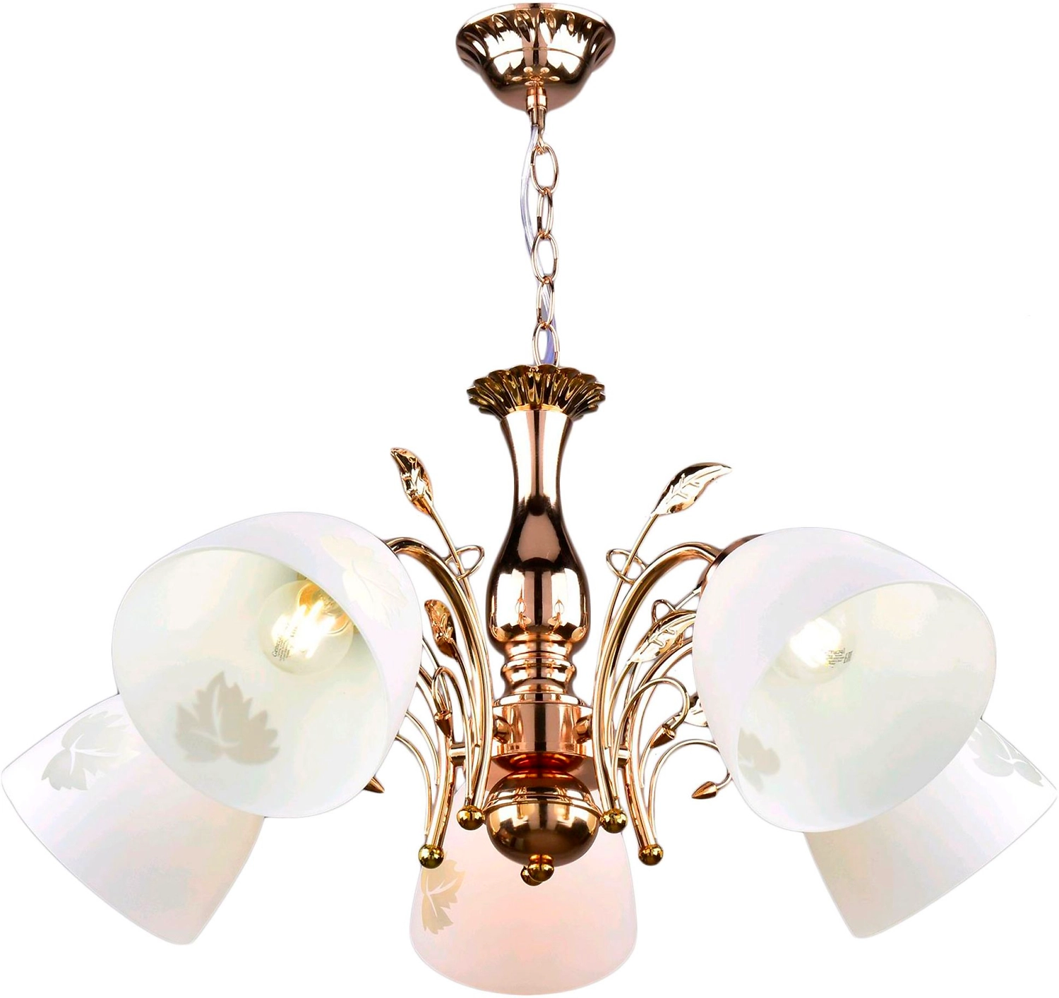 Люстра потолочная 5xE27x60 Вт металлическая золотая 55x55x30 см