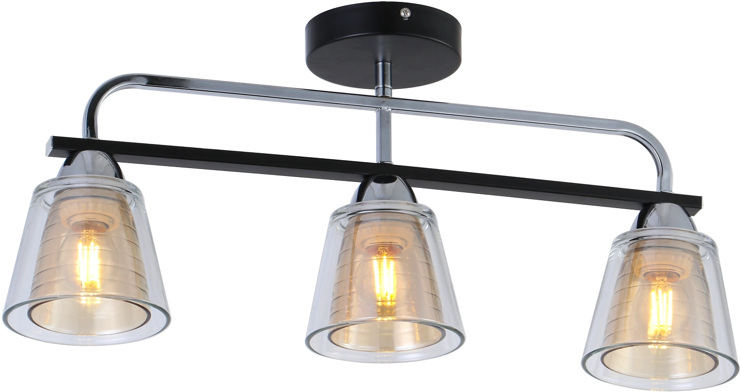 Люстра потолочная E27x3x60 Вт черный хром 56x12x25 см