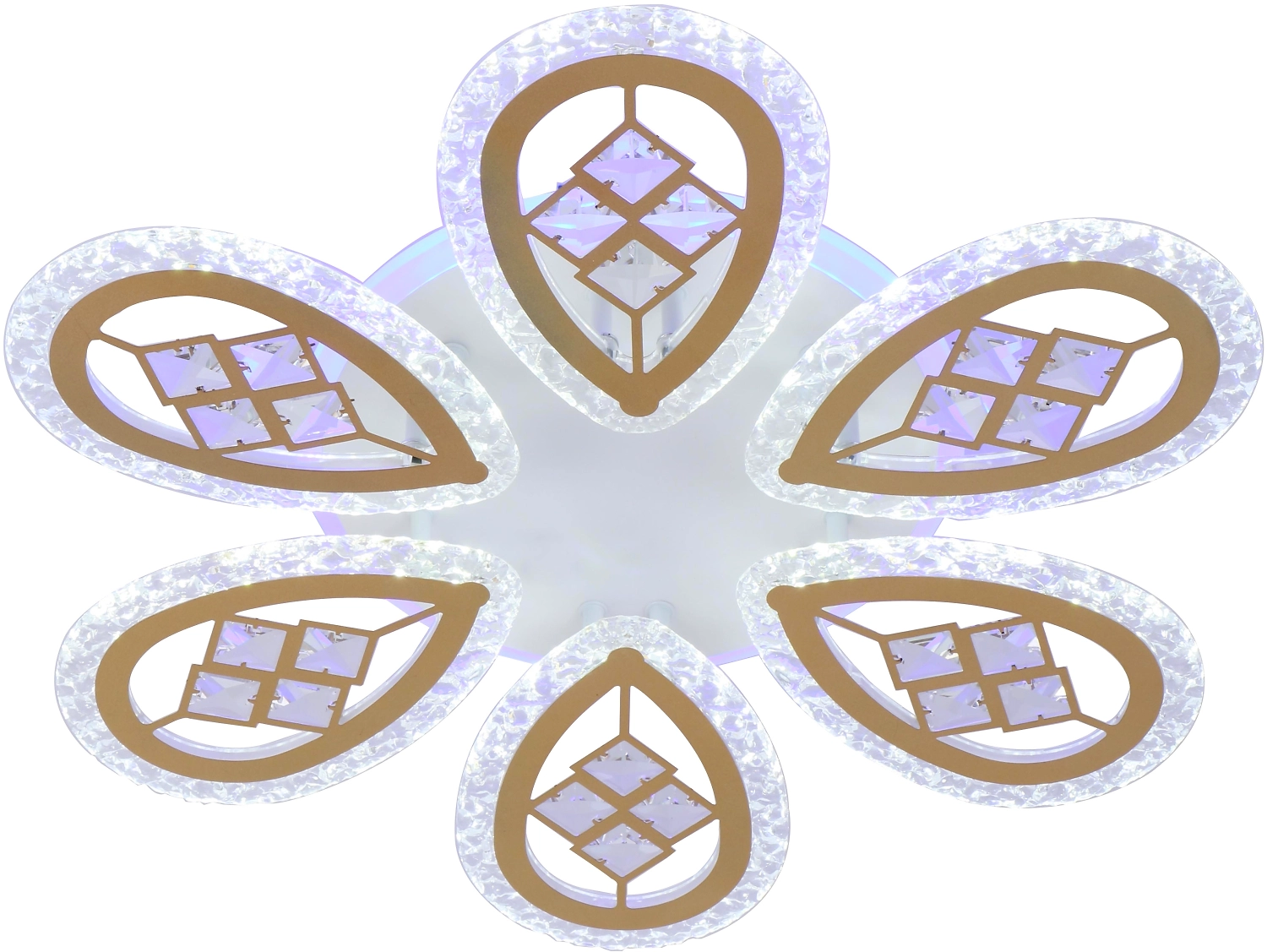 Люстра потолочная LEDx112 Вт белое матовое золото 57x57x8 см