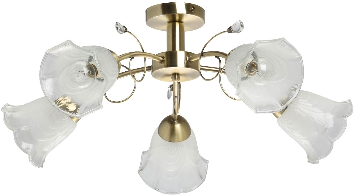 Люстра ФЛОРА 5хE14х40 Вт состаренная латунь 24х24х63 см