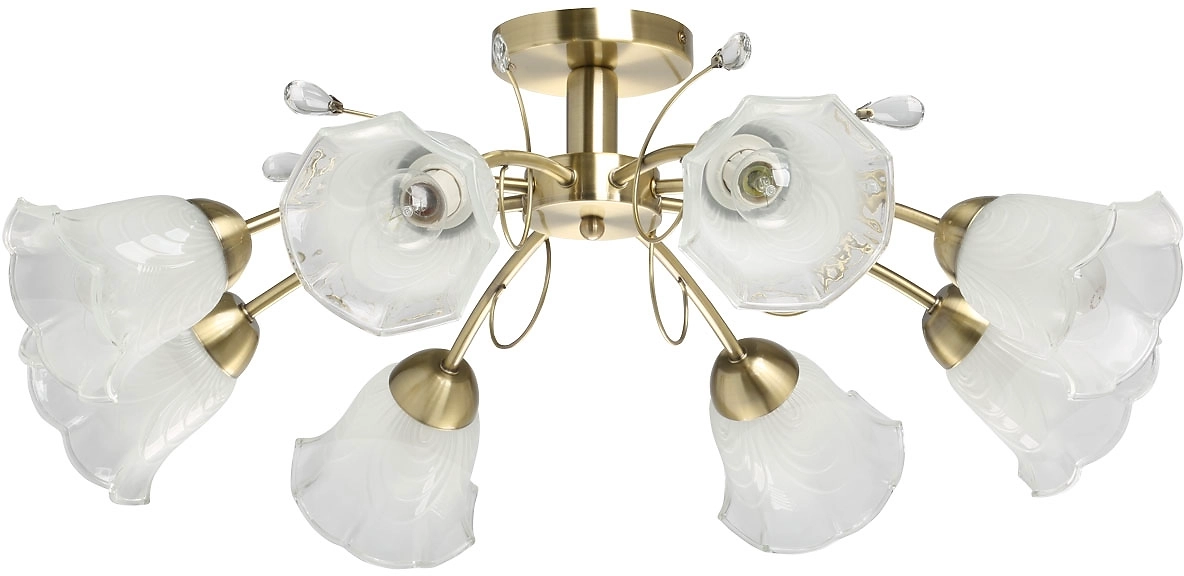 Люстра ФЛОРА 8хE14х40 Вт состаренная латунь 24х24х72 см