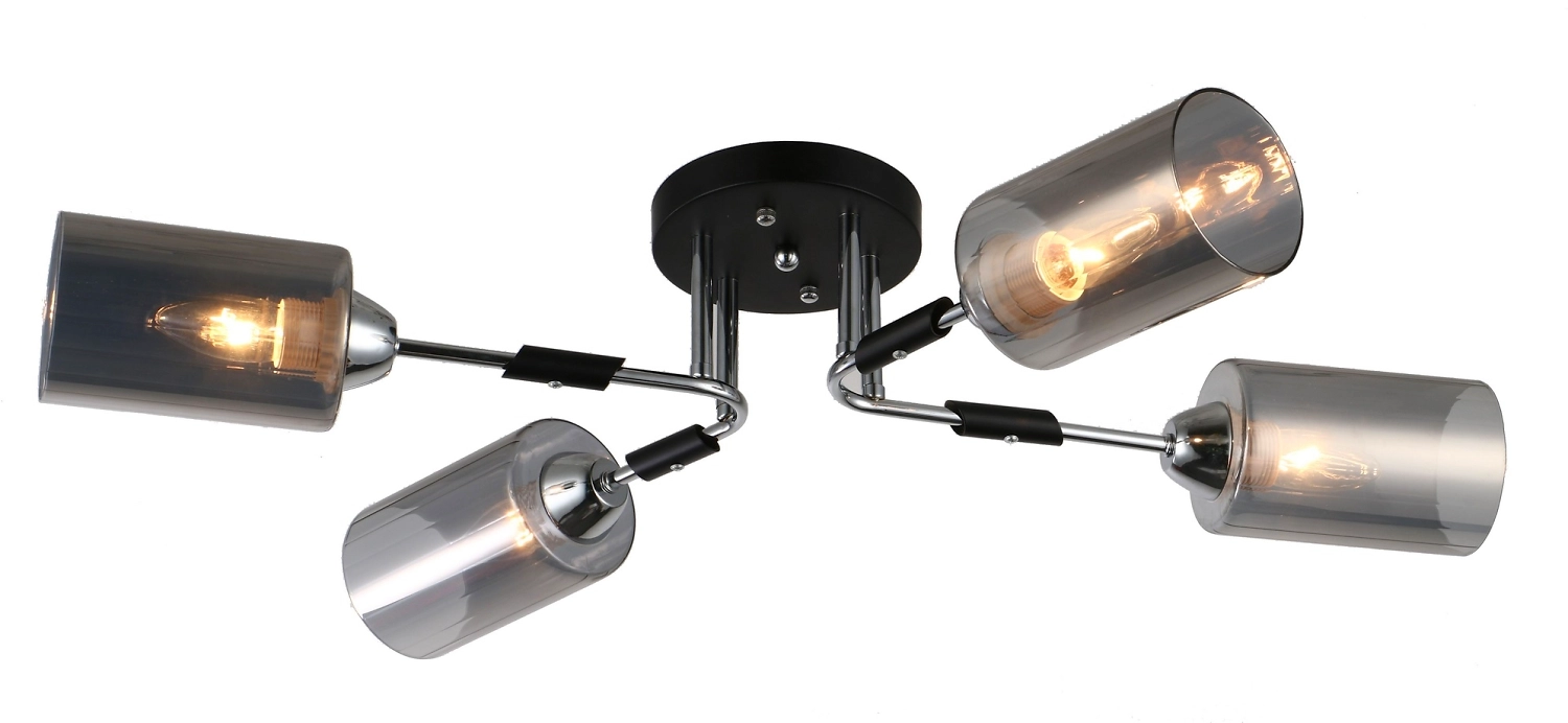 Люстра потолочная E27x4x60 Вт черный хром 79x42x17 см