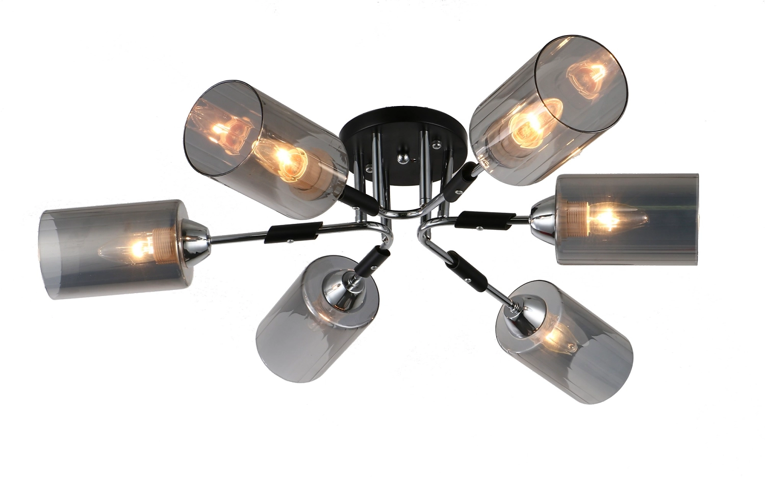 Люстра потолочная E27x6x60 Вт черный хром 79x79x17 см