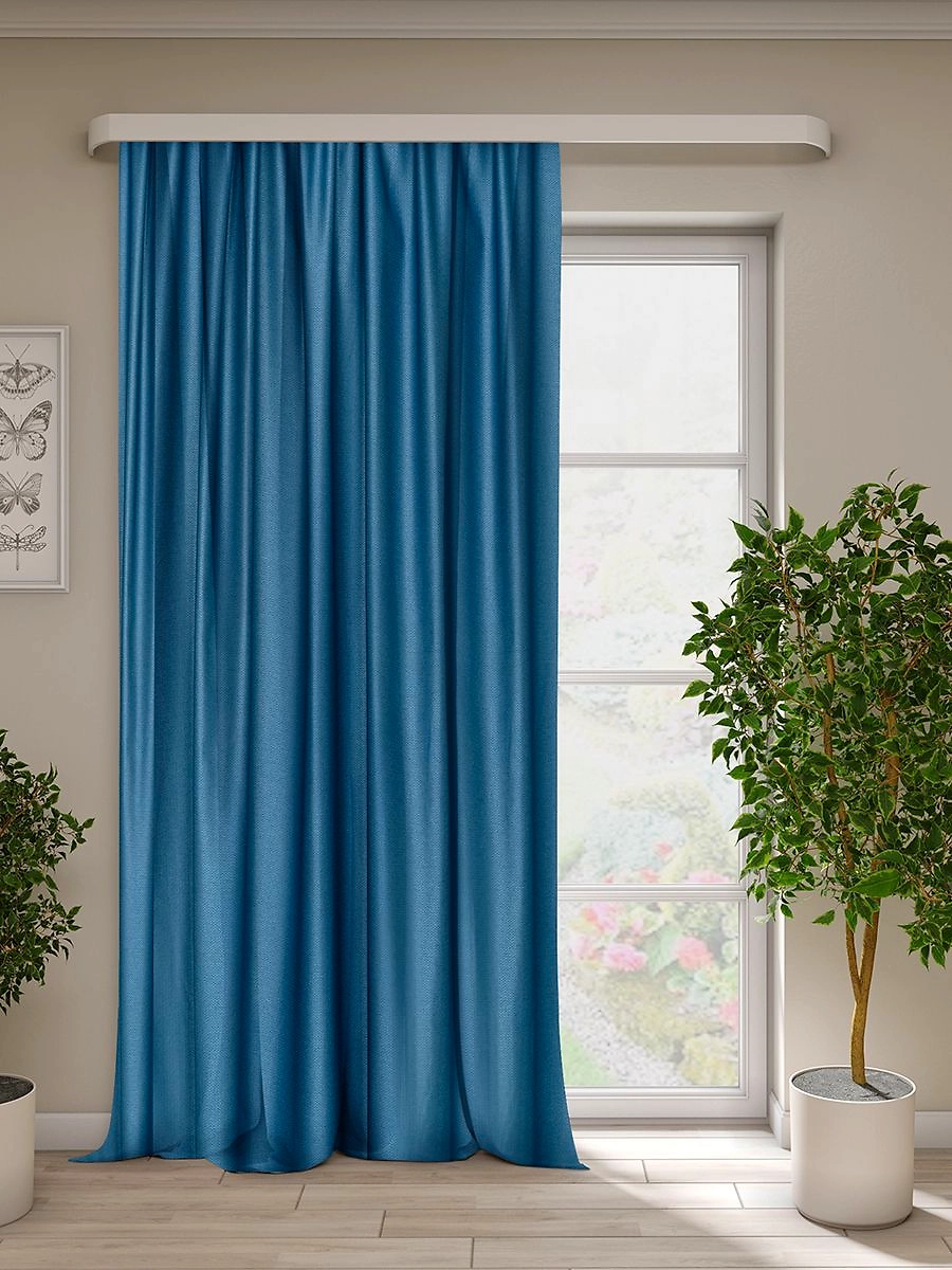 Штора жаккард Твист синяя 200х270 см