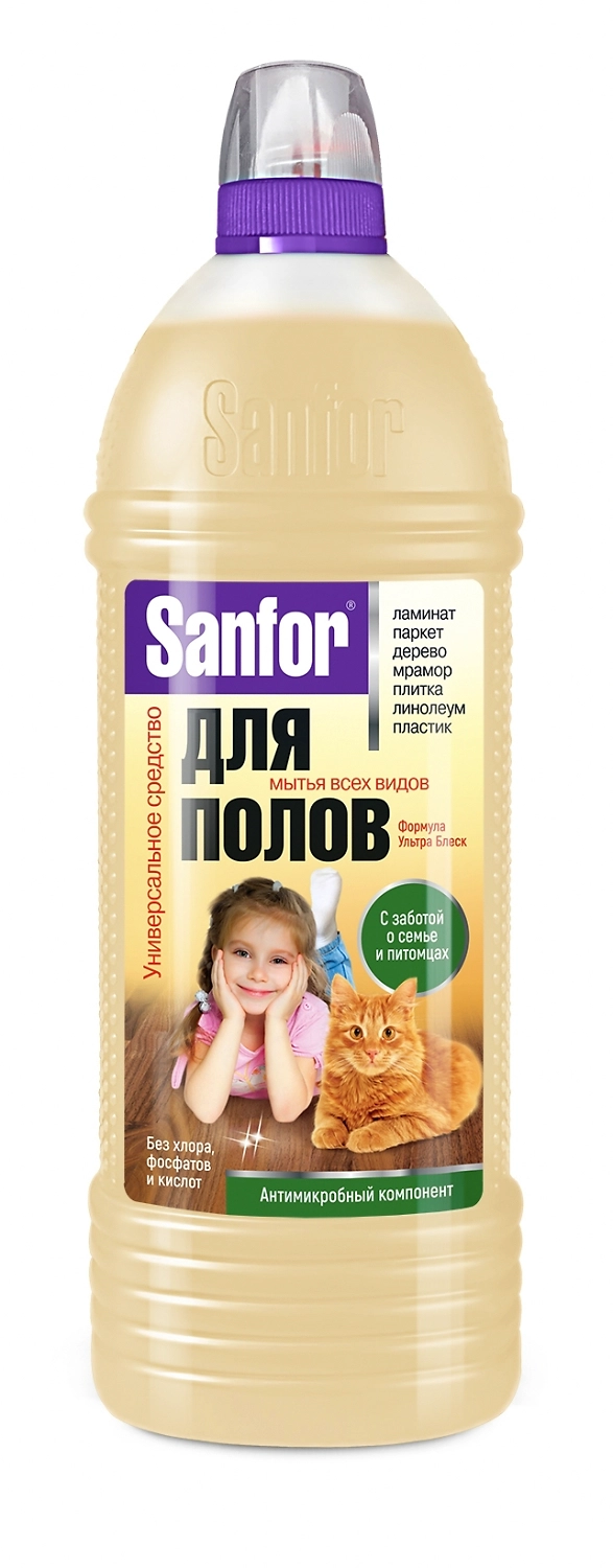 Средство для мытья полов Sanfor универсальное Ультра блеск, 1 л