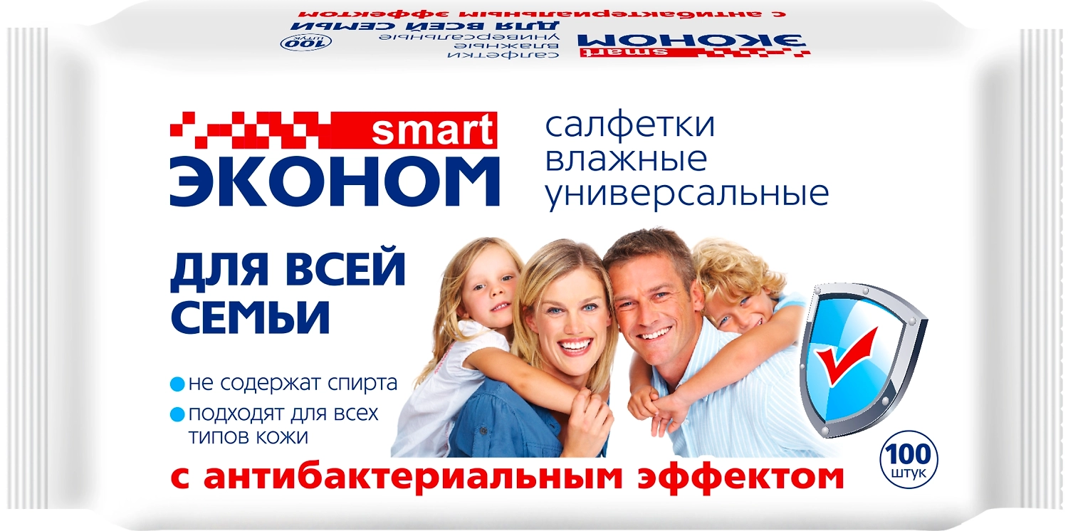 Влажная салфетка универсальная ЭКОНОМ SM гигиена 100 шт
