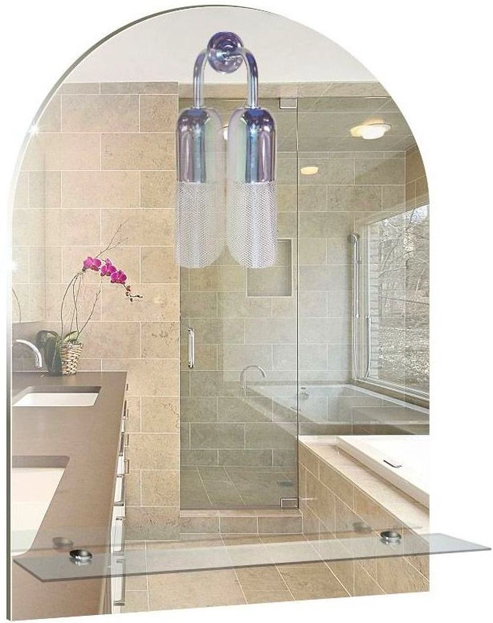 Зеркало арка SILVER MIRROR с полкой 39х58 см
