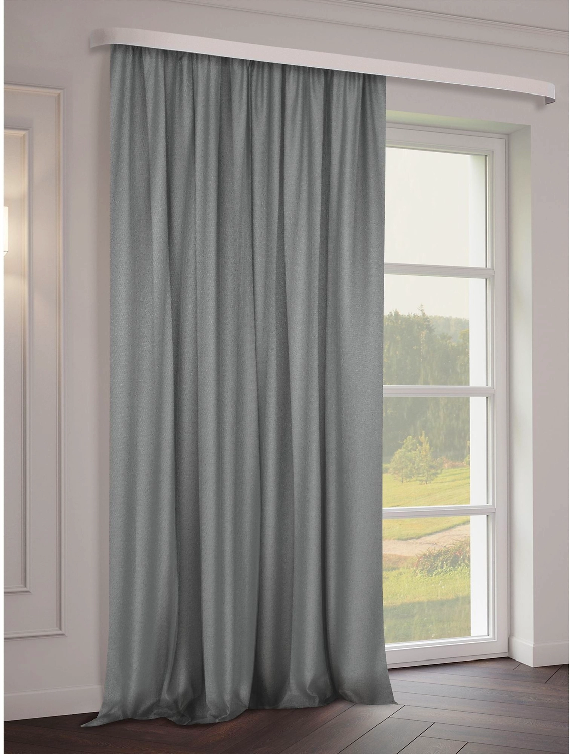 Штора Лен 110136 Однотонная серая 200х270 см