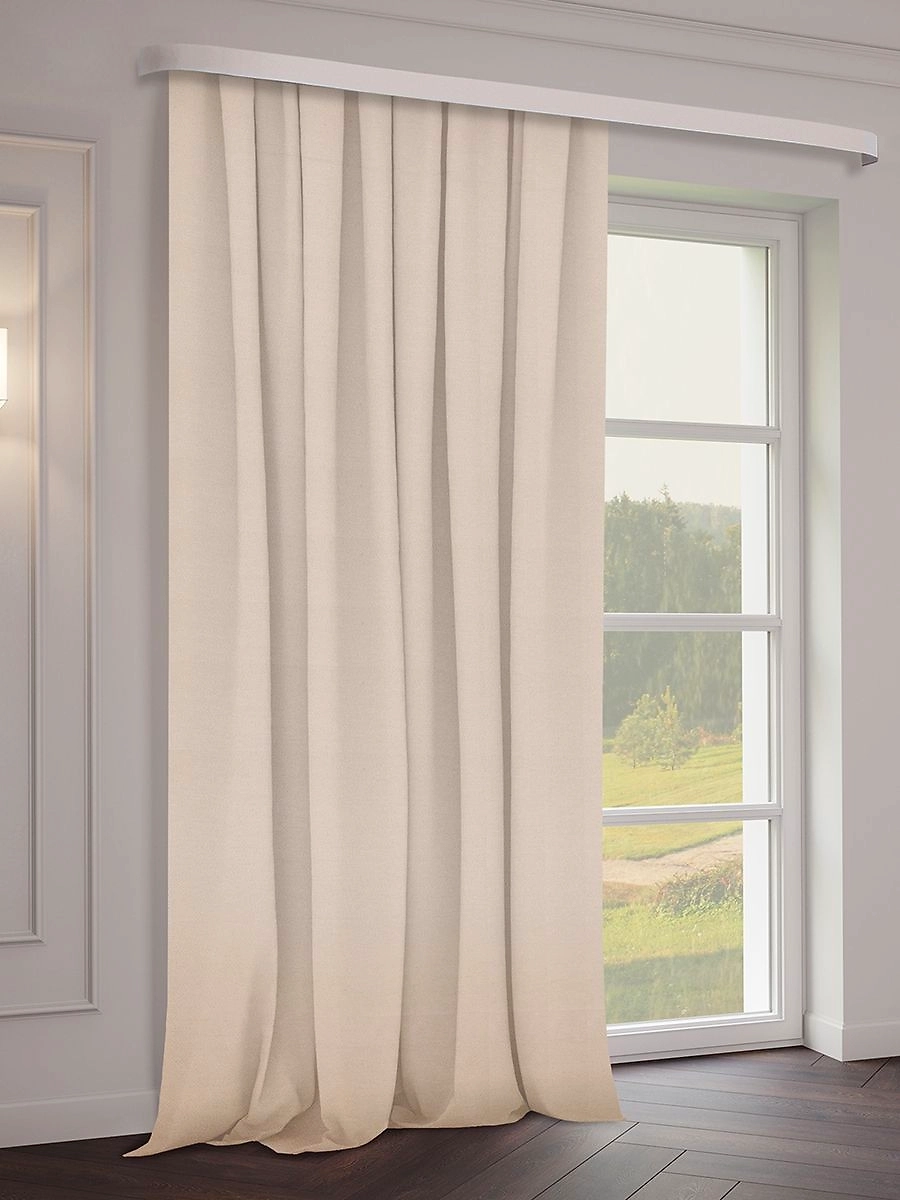 Штора Лен 96331 Однотонная бежевая 200х270 см