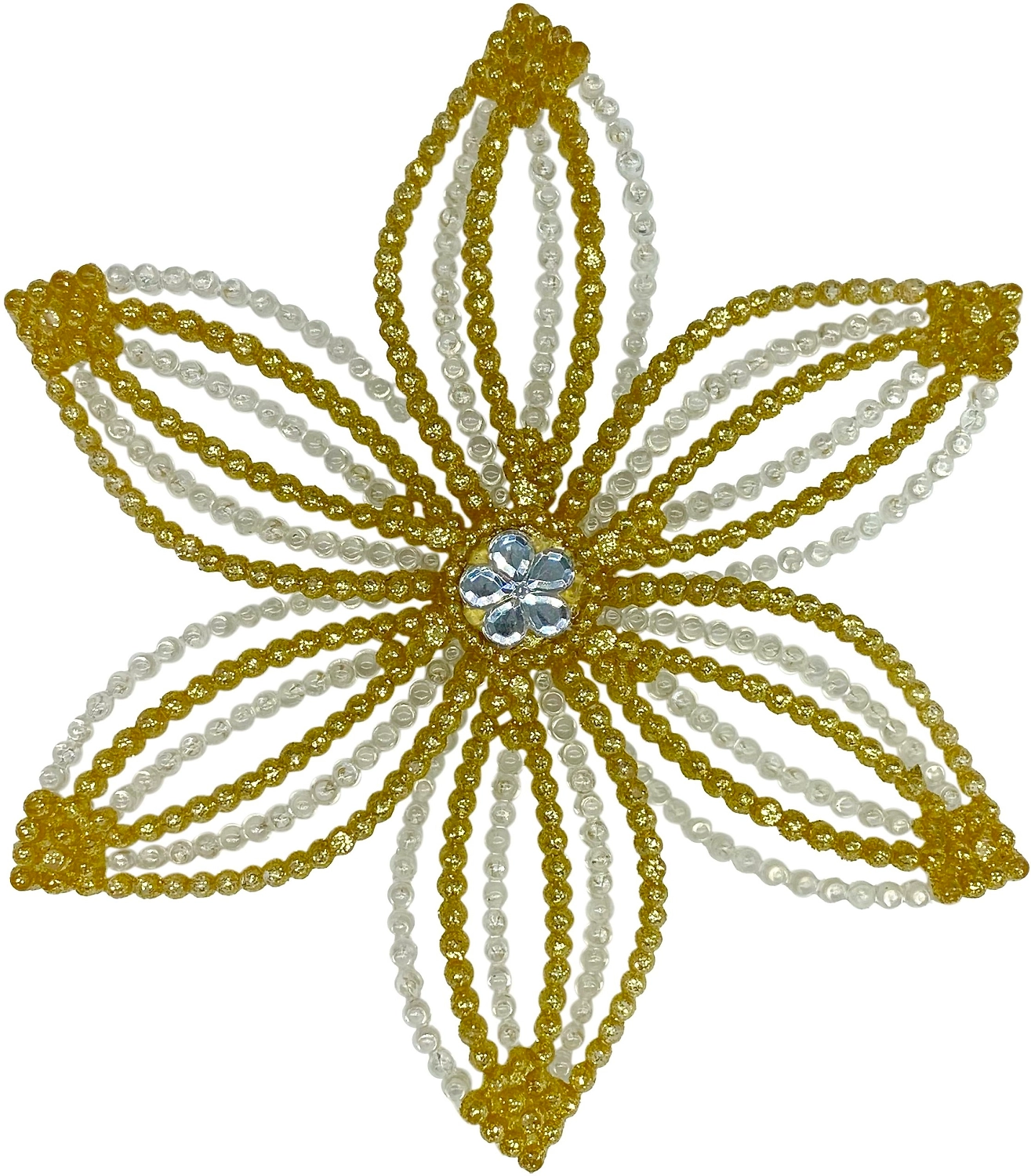 Ёлочная игрушка Снежинка EDEL 00-3 эдельвейс золотая/прозрачная 120x40 мм