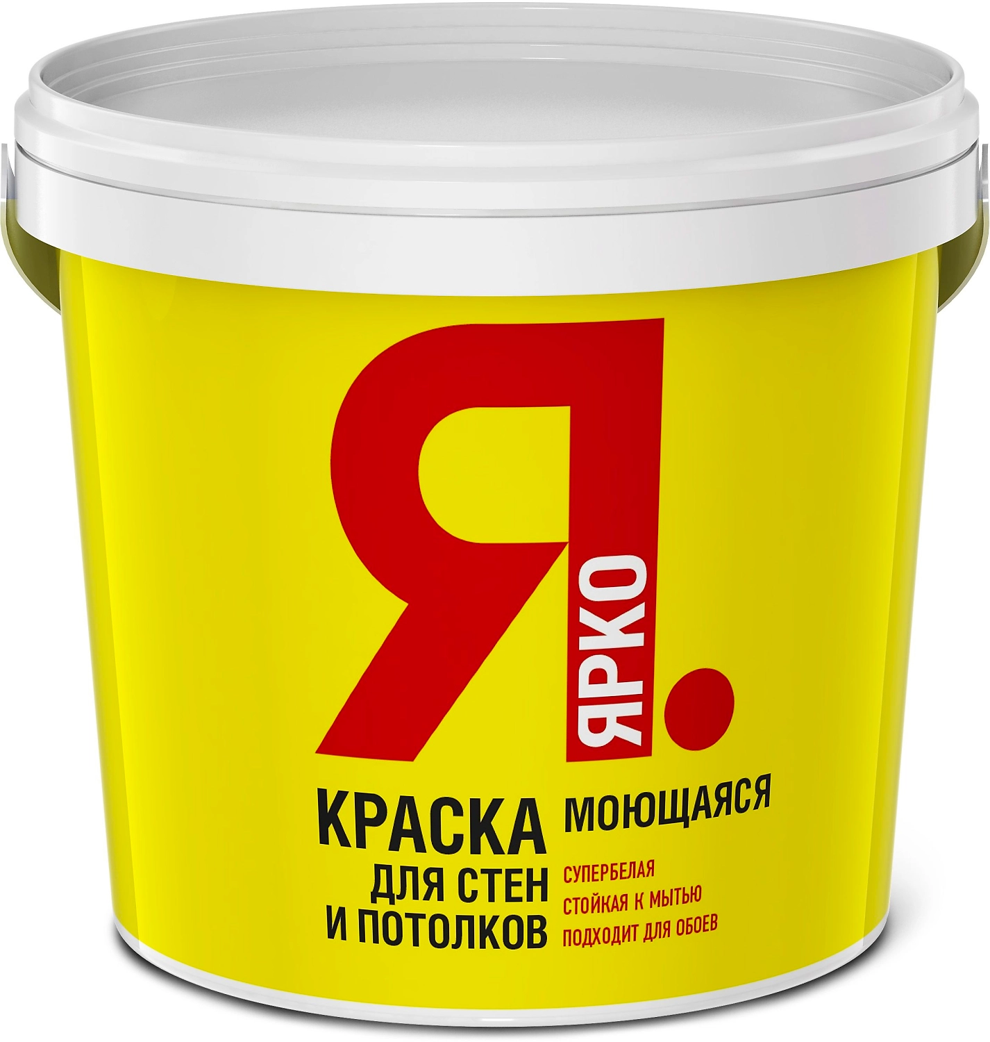 Краска моющаяся для стен и потолков ЯРКО супербелая ведро 1,3 кг