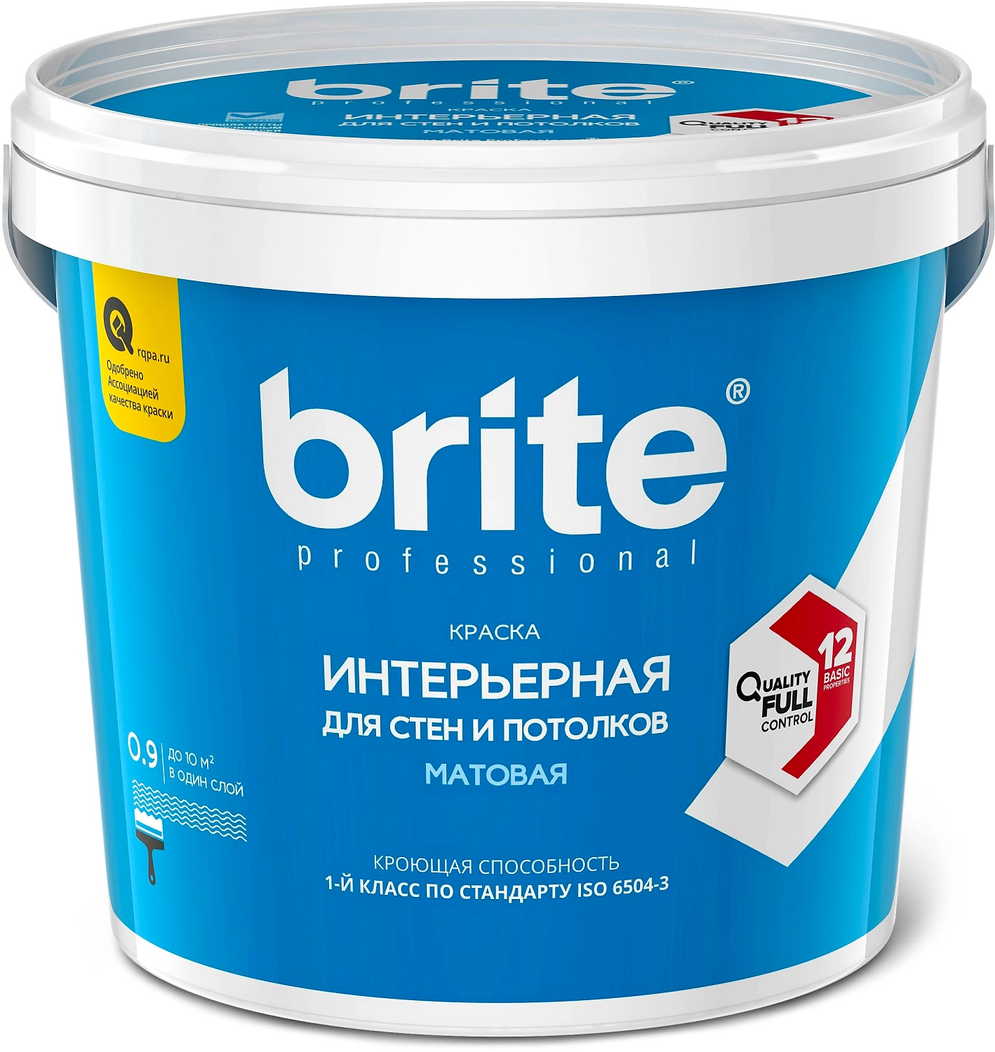 Краска для стен и потолков матовая BRITE PROFESSIONAL база С банка 0,9 л