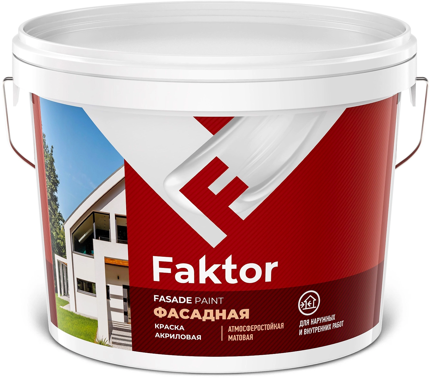 Краска фасадная атмосферостойкая FAKTOR белая ведро 6 кг