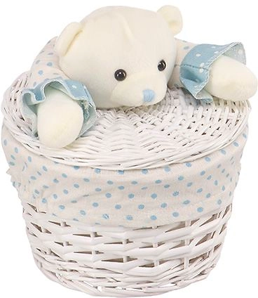 Бельевая корзина Handy Home Медвежонок голубой 7,1 л белый