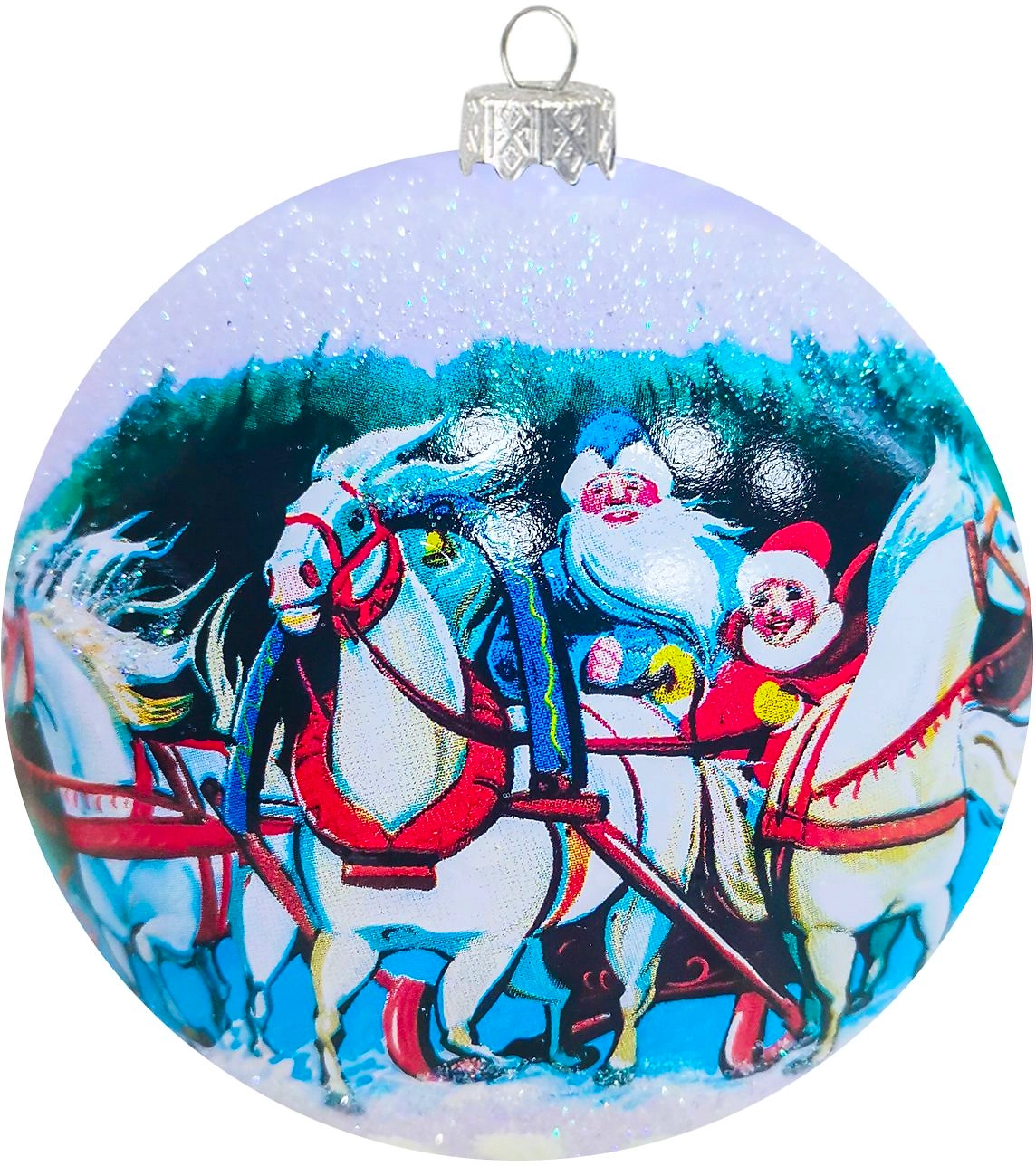 Новогодний шар Коломеев Тройка зимняя серия ВС 10 см в подарочной упаковке