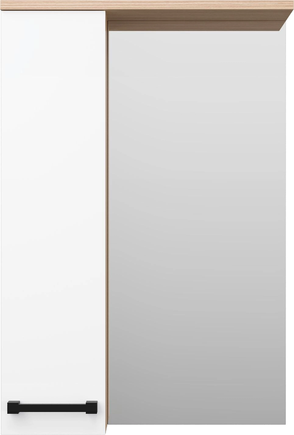 Зеркальный шкаф MISTY Крафт 50х75 см МДФ белый/зебрано левый