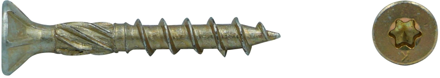 Шуруп Европартнер с фрезой, потай, желтопассивир., TORX 15, 3,5Х25, 25 шт