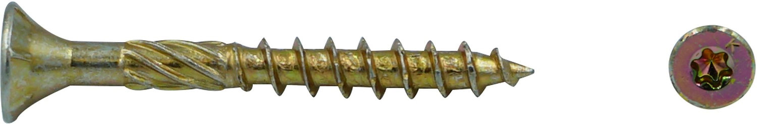 Шуруп Европартнер с фрезой, потай, желтопассивир., TORX 15, 3,5Х40, 20 шт