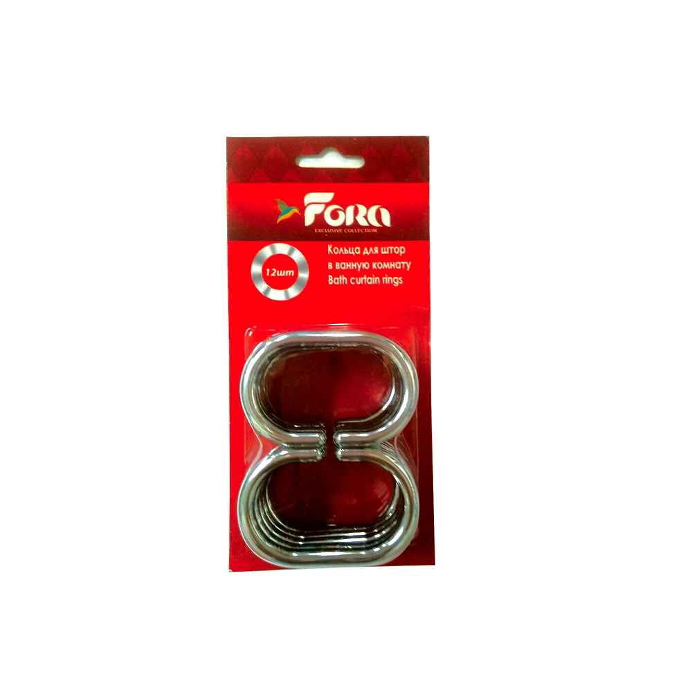 Кольца для штор Fora "С" хромированный пластик 12 шт