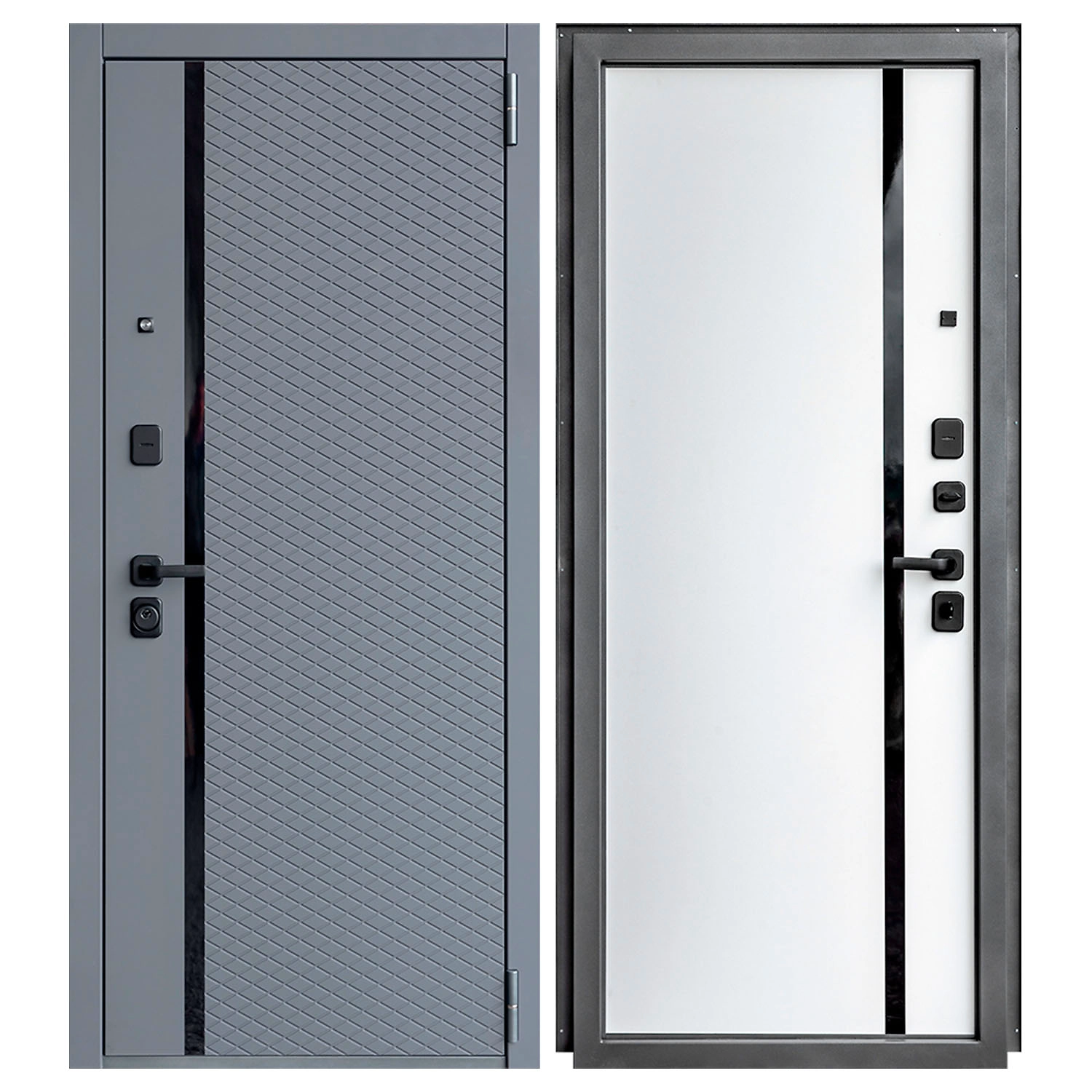 Дверь металлическая Дверной Континент ДК80 графит, белый снег 96х205 см, правая