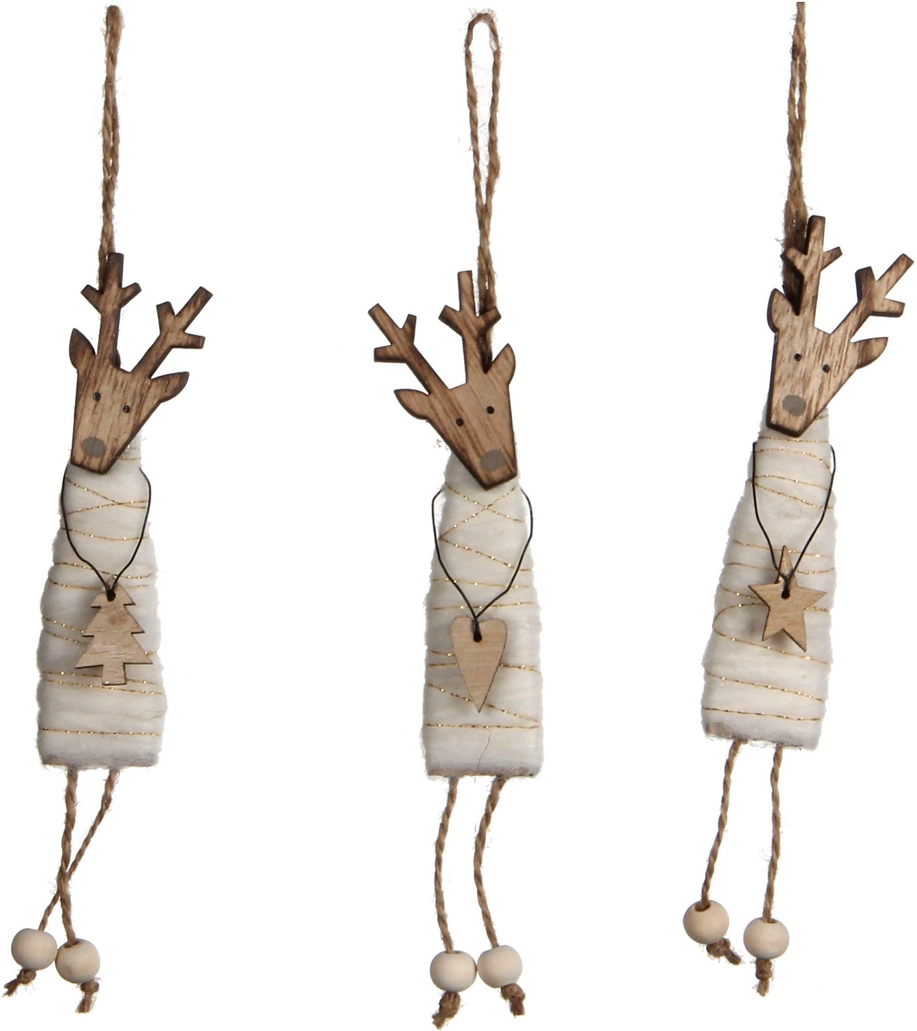 Ёлочная игрушка House of Seasons олень белый 16 см 3 вида в ассортименте