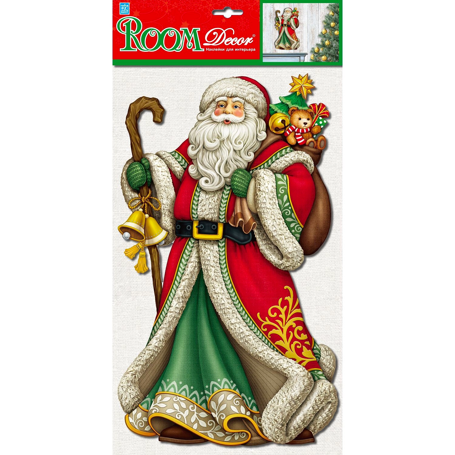 Наклейка Room Decor Дед Мороз в красной шубе 24х41 см