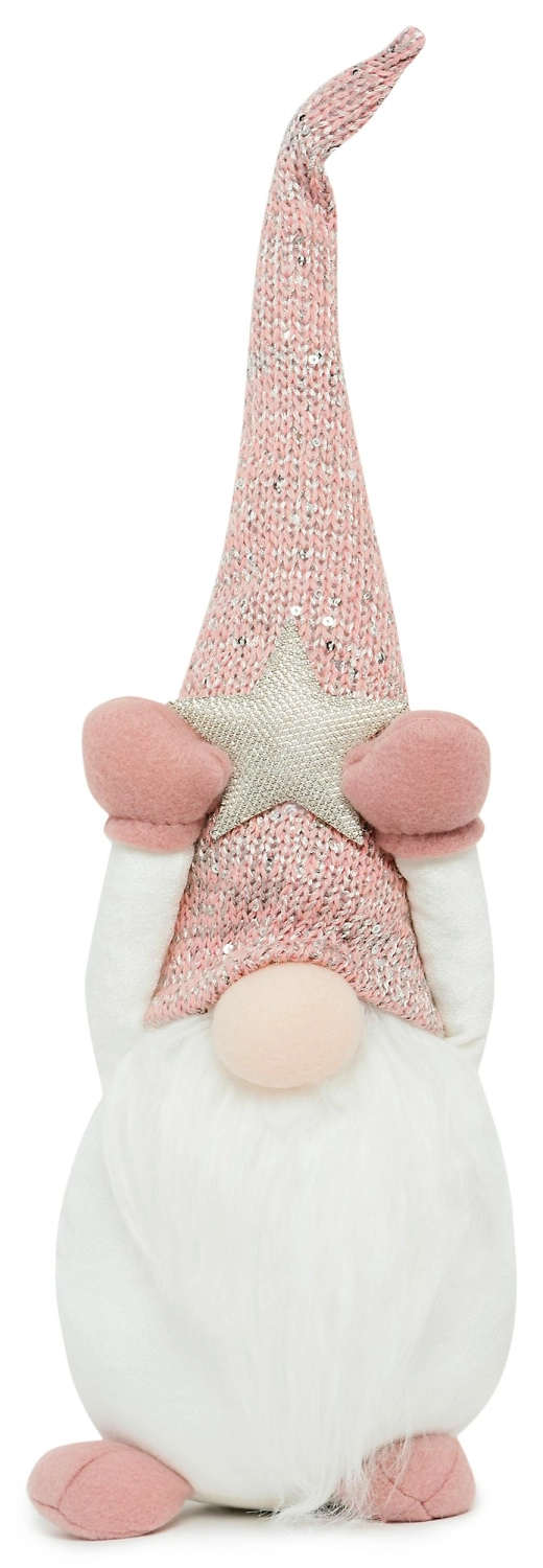 Фигура декоративная Санта со звездой розовый 45 см