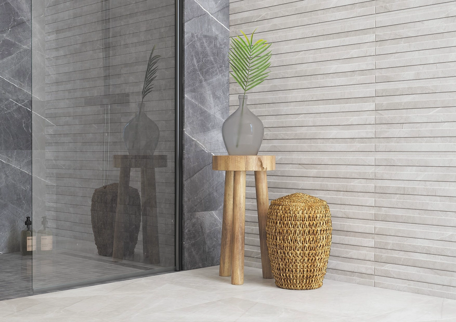 Керамический декор Керамин Канон светло-серый 90х30 см