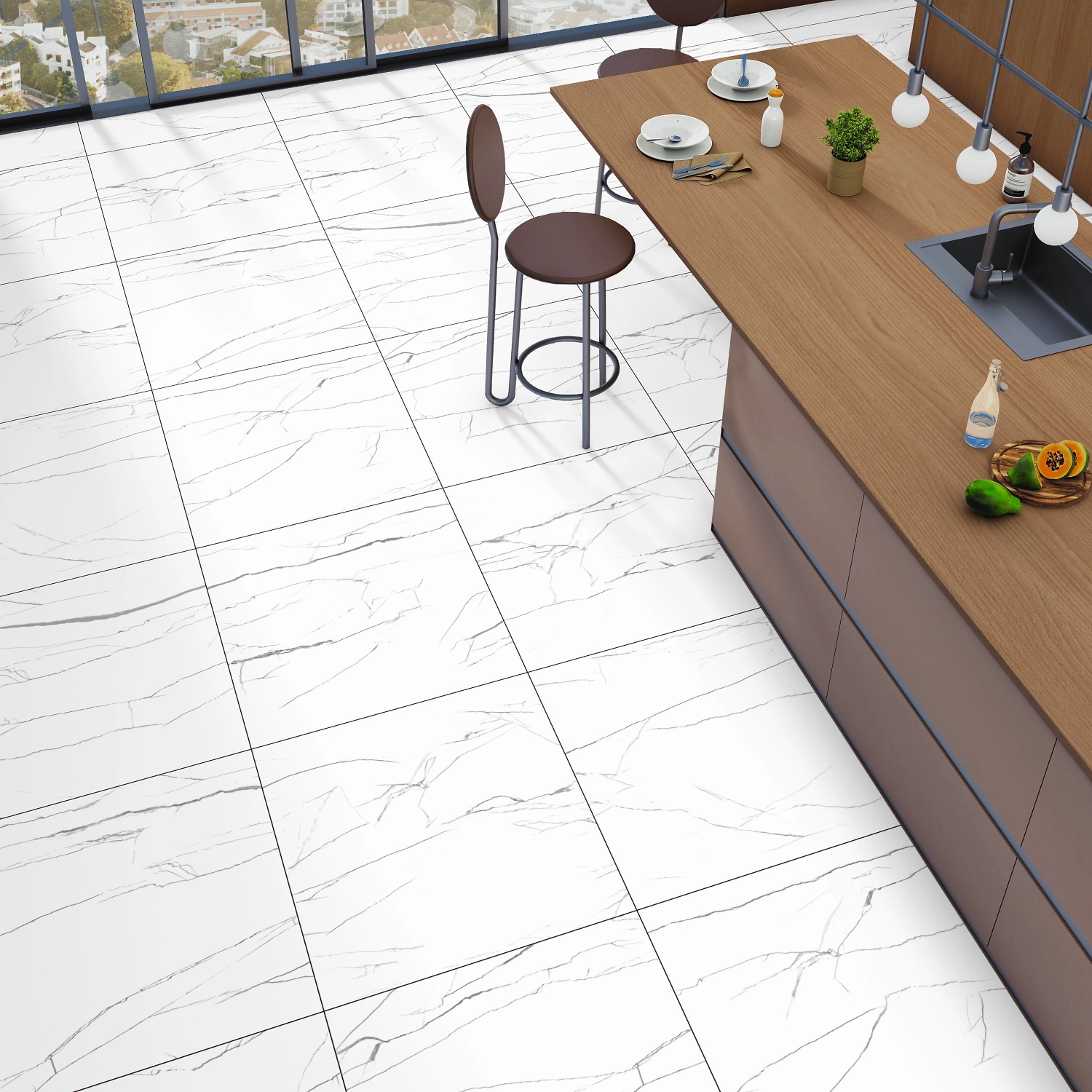 Керамогранит Lavit Endless Карвинг белый 60x60 см