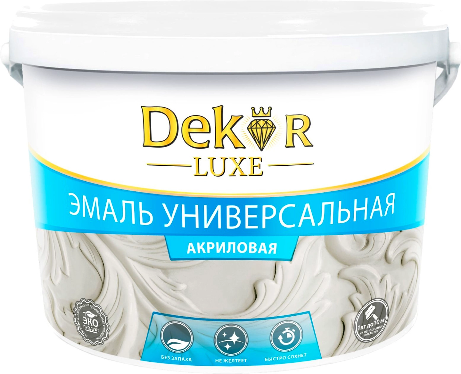Эмаль акриловая универсальная DEКOR белая 0,8 кг