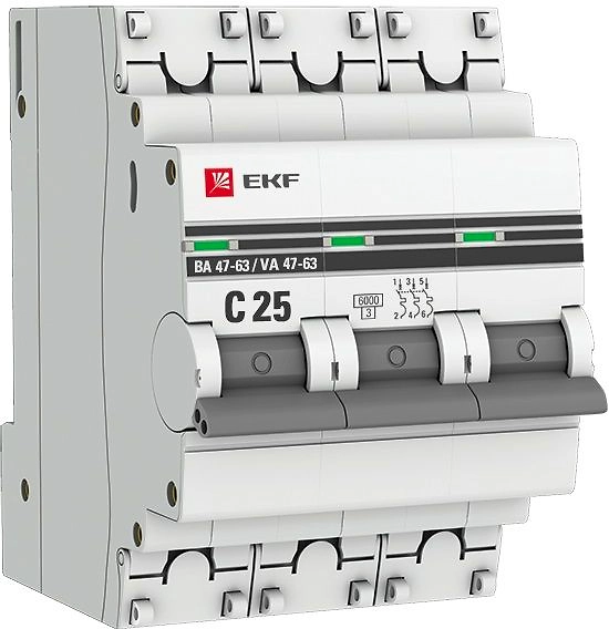 Автомат трехполюсный EKF PROX 3P 25А С