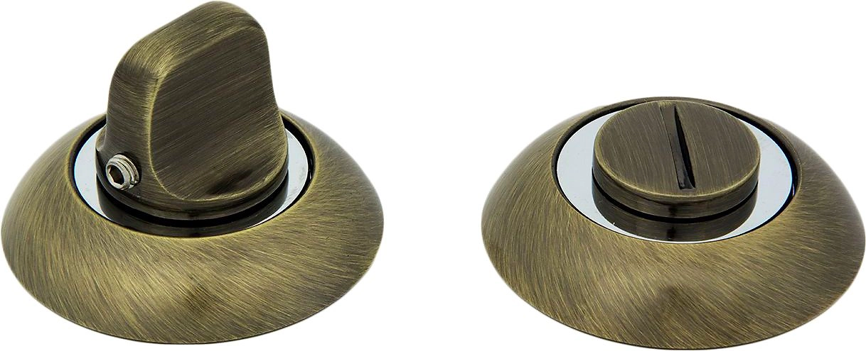 Дверная накладка-фиксатор Palladium R AB/CP BK античная бронза-хром