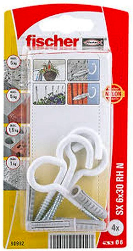 Дюбель-крюк универсальный распорный Fischer SX 6x30 4 шт