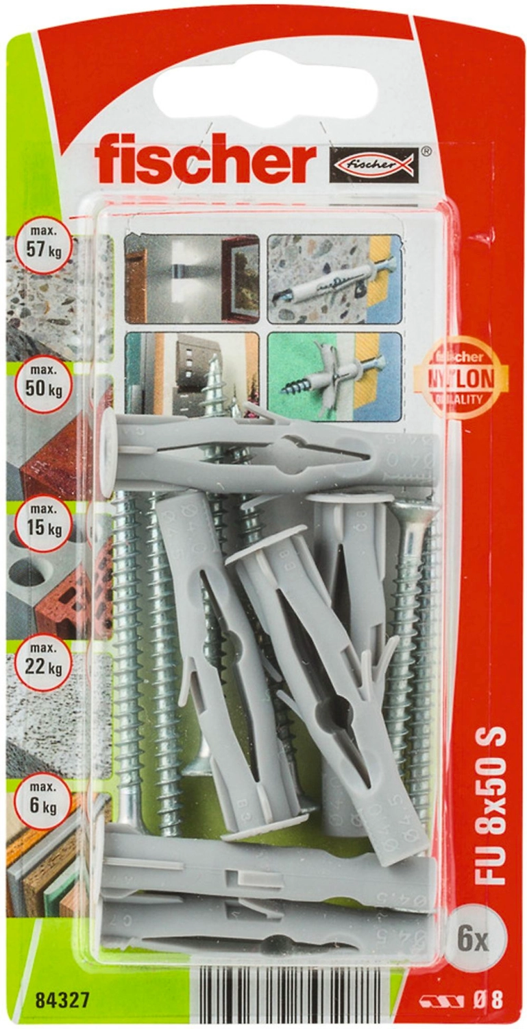 Дюбель универсальный распорный Fischer UX 8x50 мм с шурупом 6 шт