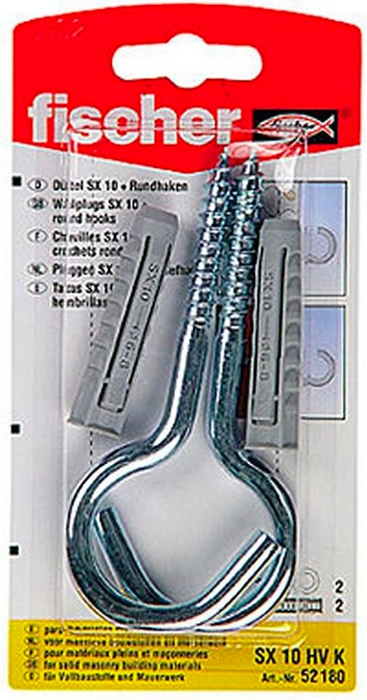 Дюбель универсальный распорный Fischer SX 10x50 мм с круглым крюком 2шт