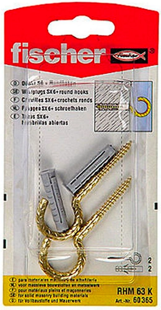 Дюбель универсальный распорный Fischer PHM 6х30 мм c круглым крюком 2 шт