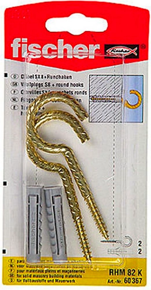 Дюбель универсальный распорный Fischer 8х40 мм c круглым крюком 2 шт