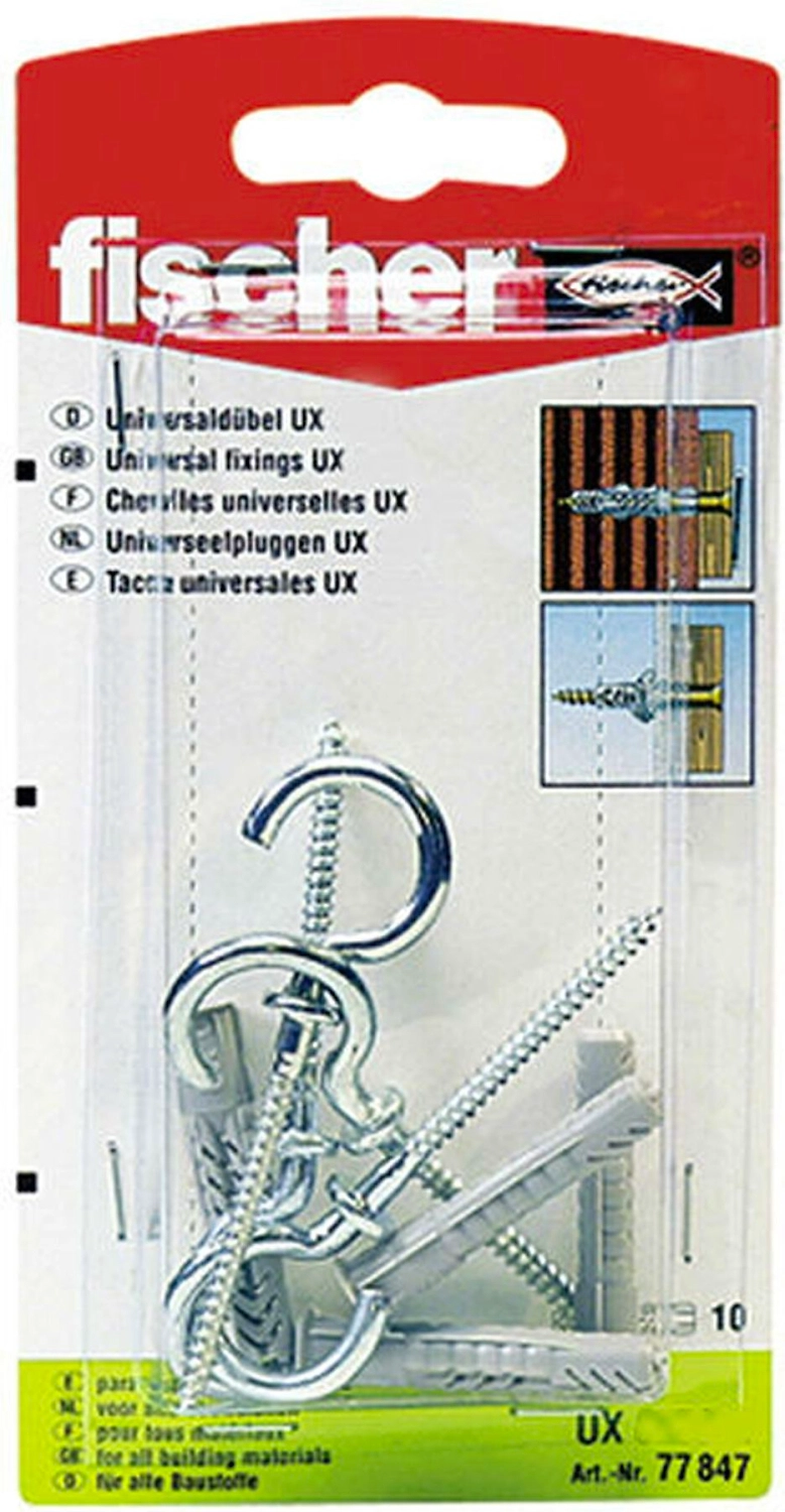 Дюбель универсальный распорный Fischer UX 10X60 с круглым крюком 2 шт