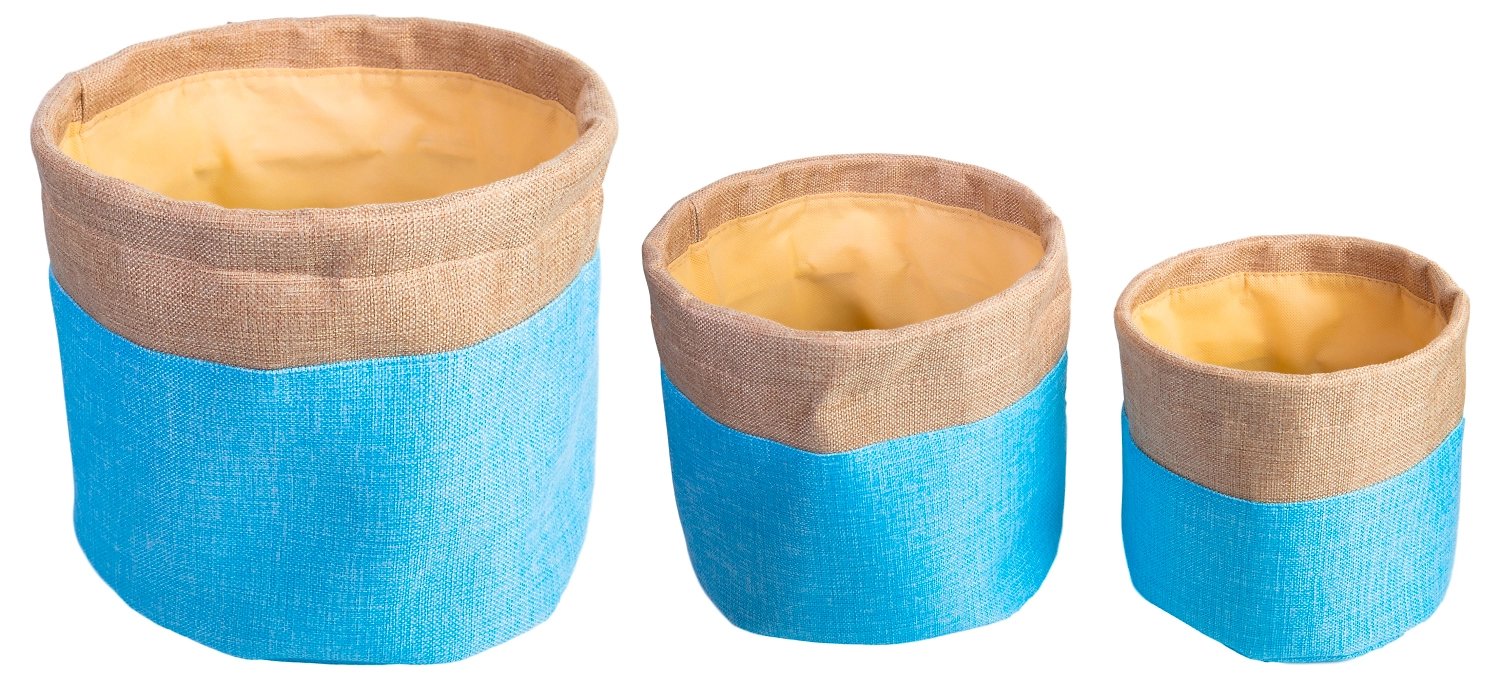 Набор корзин для хранения текстиль голубой 3 шт