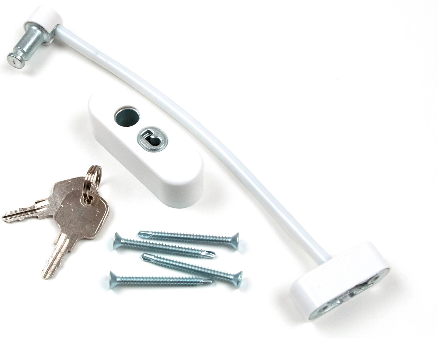 Замок JET на створку створку с тросиком сталь, пластик белый