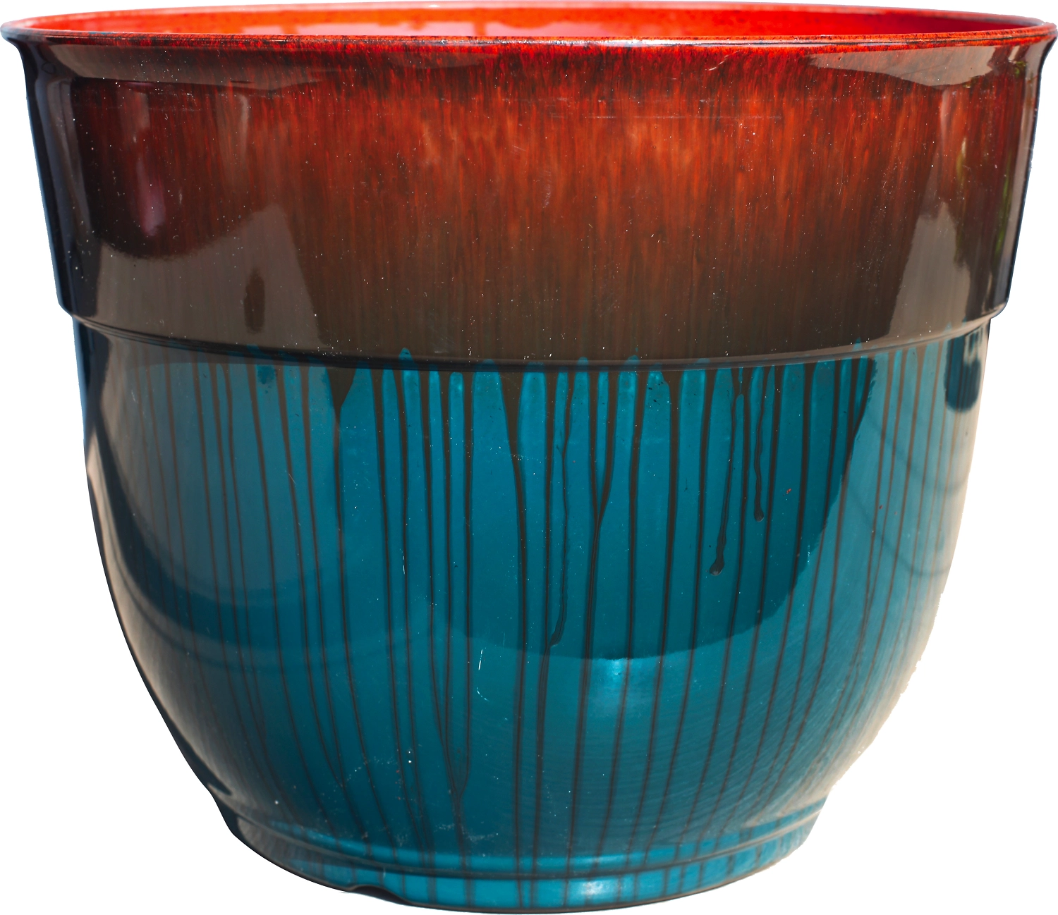 Кашпо d38,1 см пластиковое античное синее