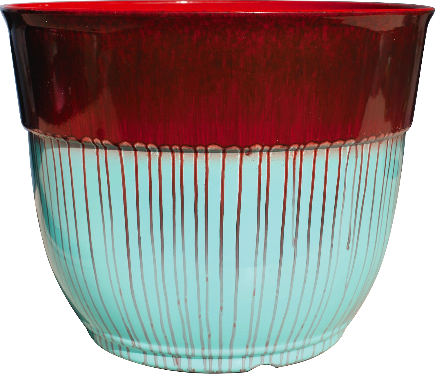 Кашпо d32,8 см пластиковое античное светло-синее