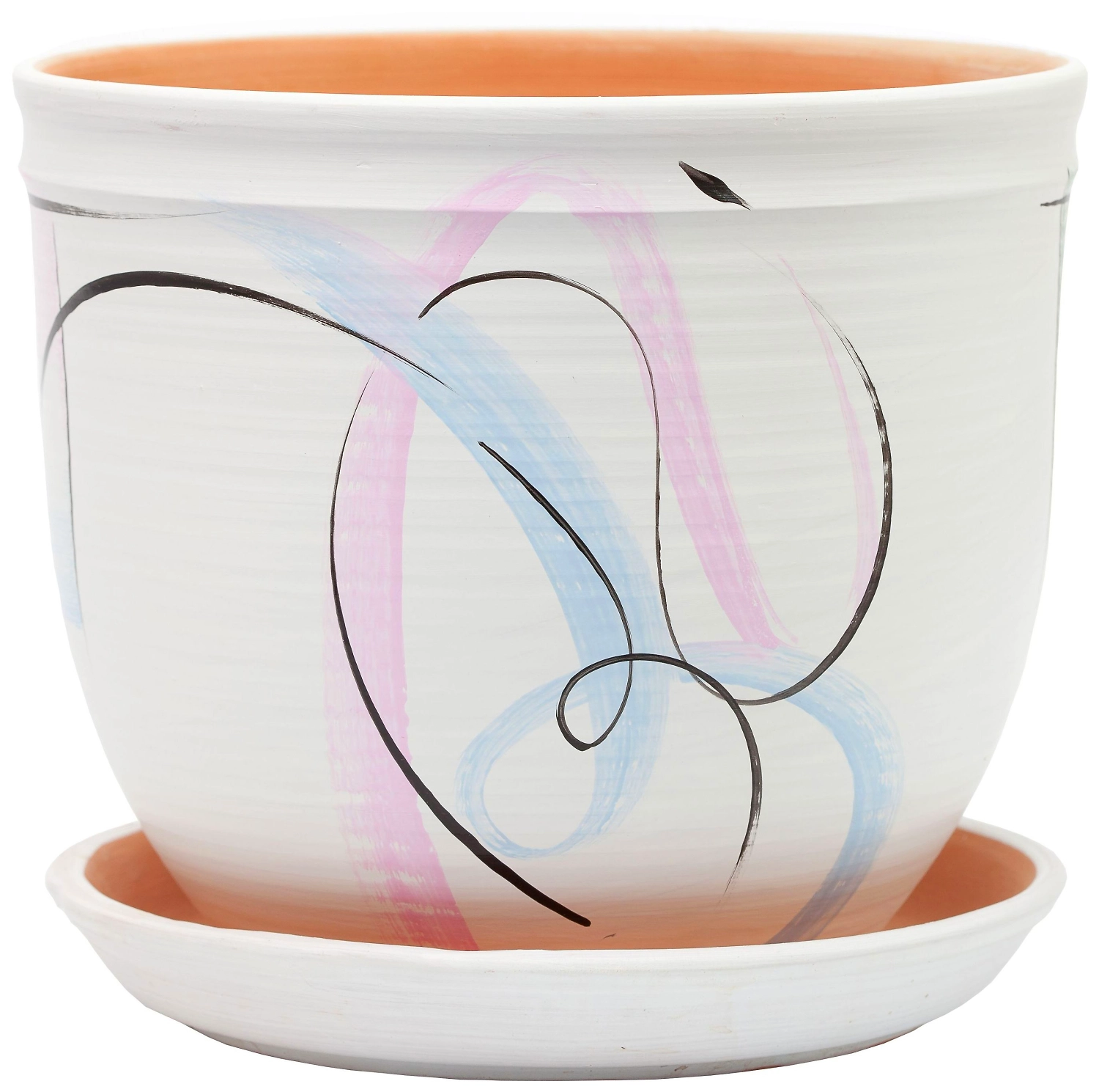 Горшок керамический многоцветный с поддоном D-5-11 d14 см