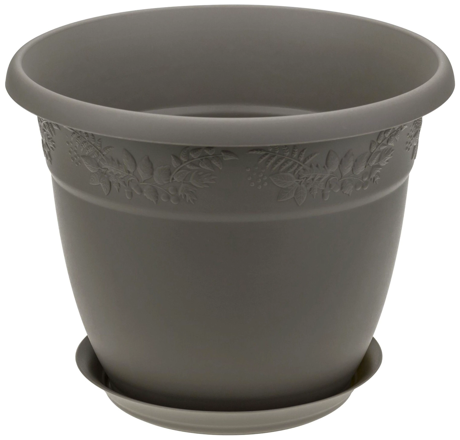 Кашпо IDEA РЯБИНА d25 см 5 л полипропиленовое серое с поддоном