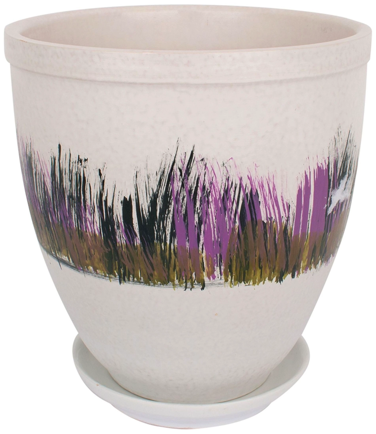 Горшок GARDEN SHOW Сталкер d21 см 5 л керамический белый с поддоном