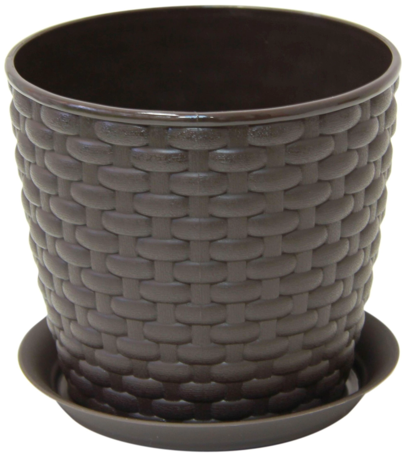 Кашпо IDEA Ротанг d13,5 см 1 л полипропиленовое коричневое с поддоном