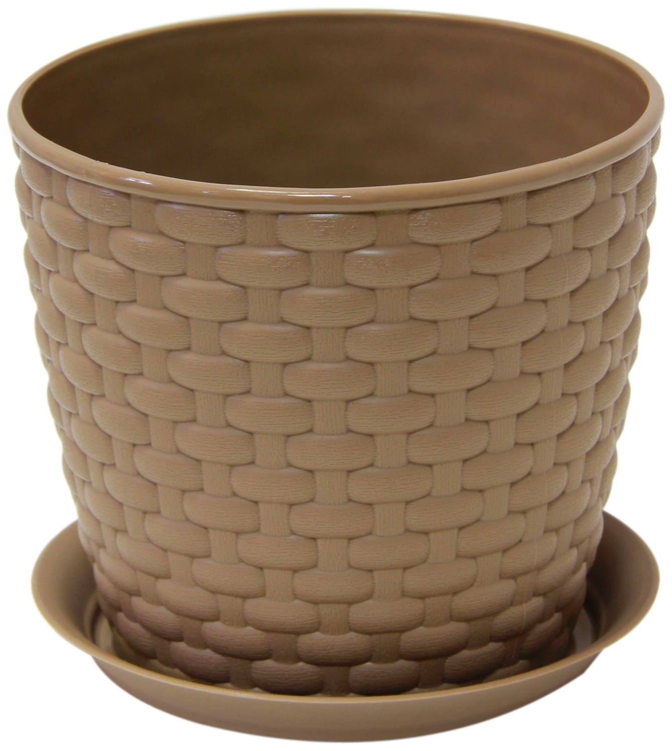 Кашпо IDEA Ротанг d15,5 см 2 л полипропиленовое бежевое с поддоном