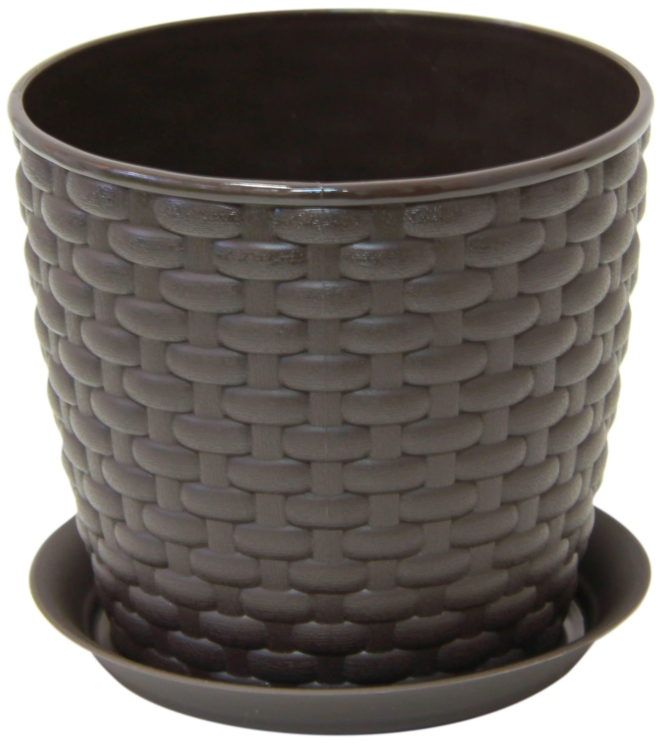 Кашпо IDEA РОТАНГ d15,5 см 2 л полипропиленовое коричневое с поддоном