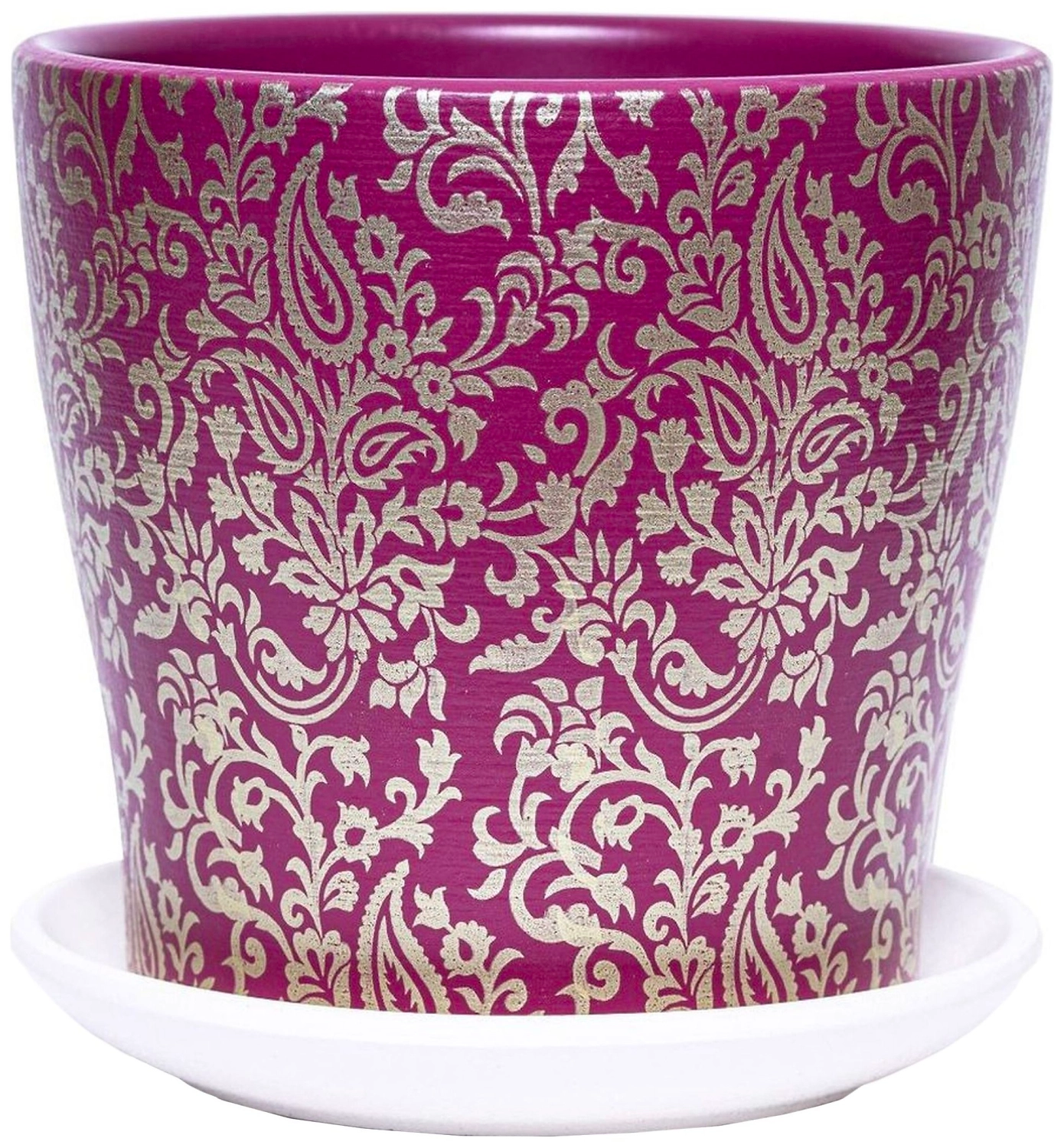 Горшок Винтаж d17 см керамический вышневый с поддоном